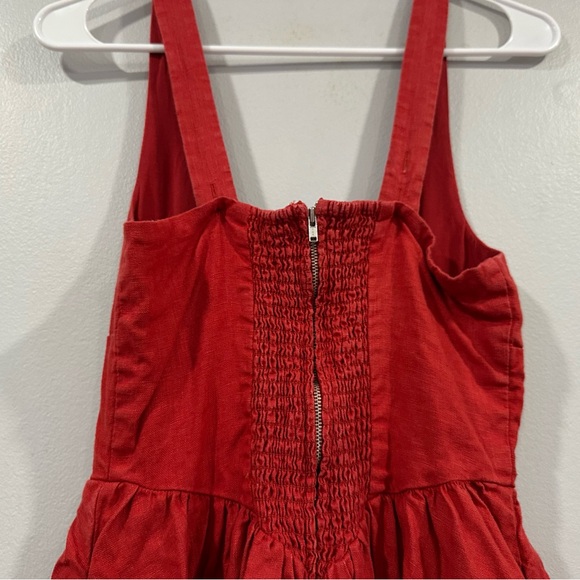 Reformation Balia Linen Dress Tomato Red Sz 2 - Picture 4 of 7